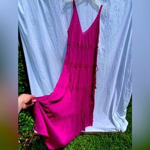 Long magenta pink dress bohemian size large